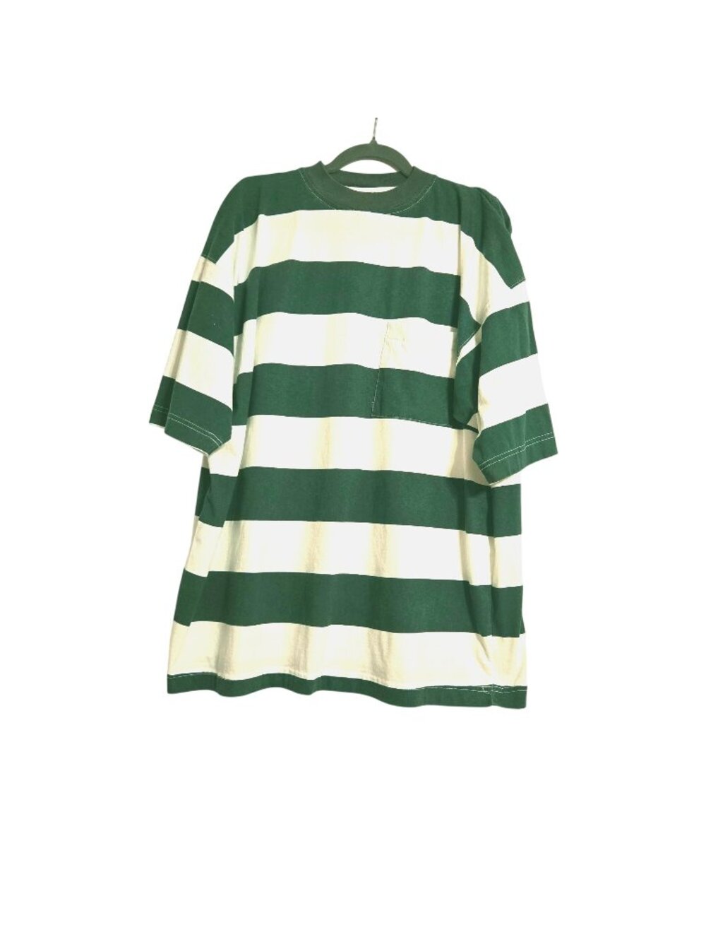 Vintage Trails Bold Dark Green White Striped Heavy Knit T Shirt Size XL NWOT
